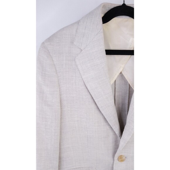 Scabal Mens Sport Coat Jacket Blazer Sz 34R Wool Finest Cloth Two Button Beige - Picture 5 of 14